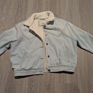 Light white wash denim Sherpa lined jacket